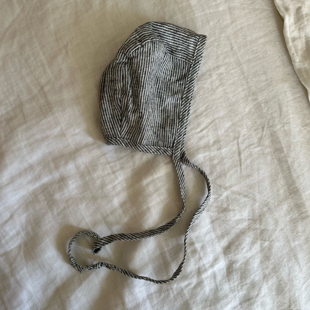 Briar Handmade Striped Baby Bonnet